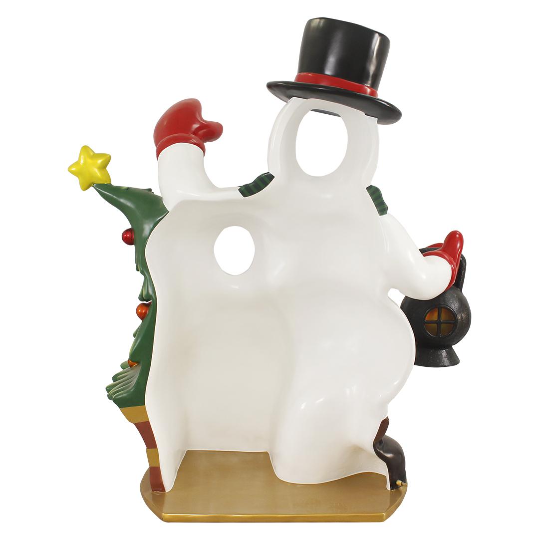 Snowman With Child Photo Op Statue