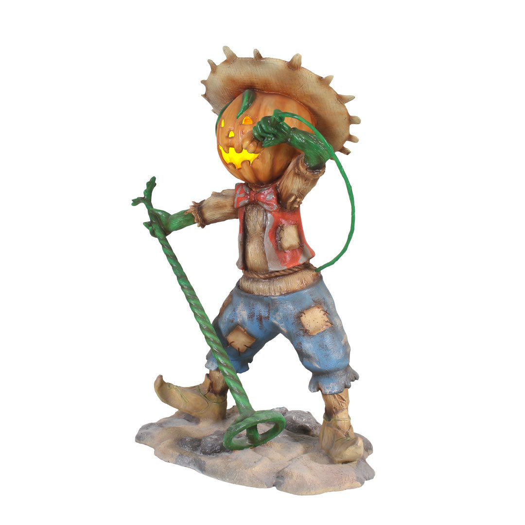 Pumpkin Scarecrow Singing Life Size Statue