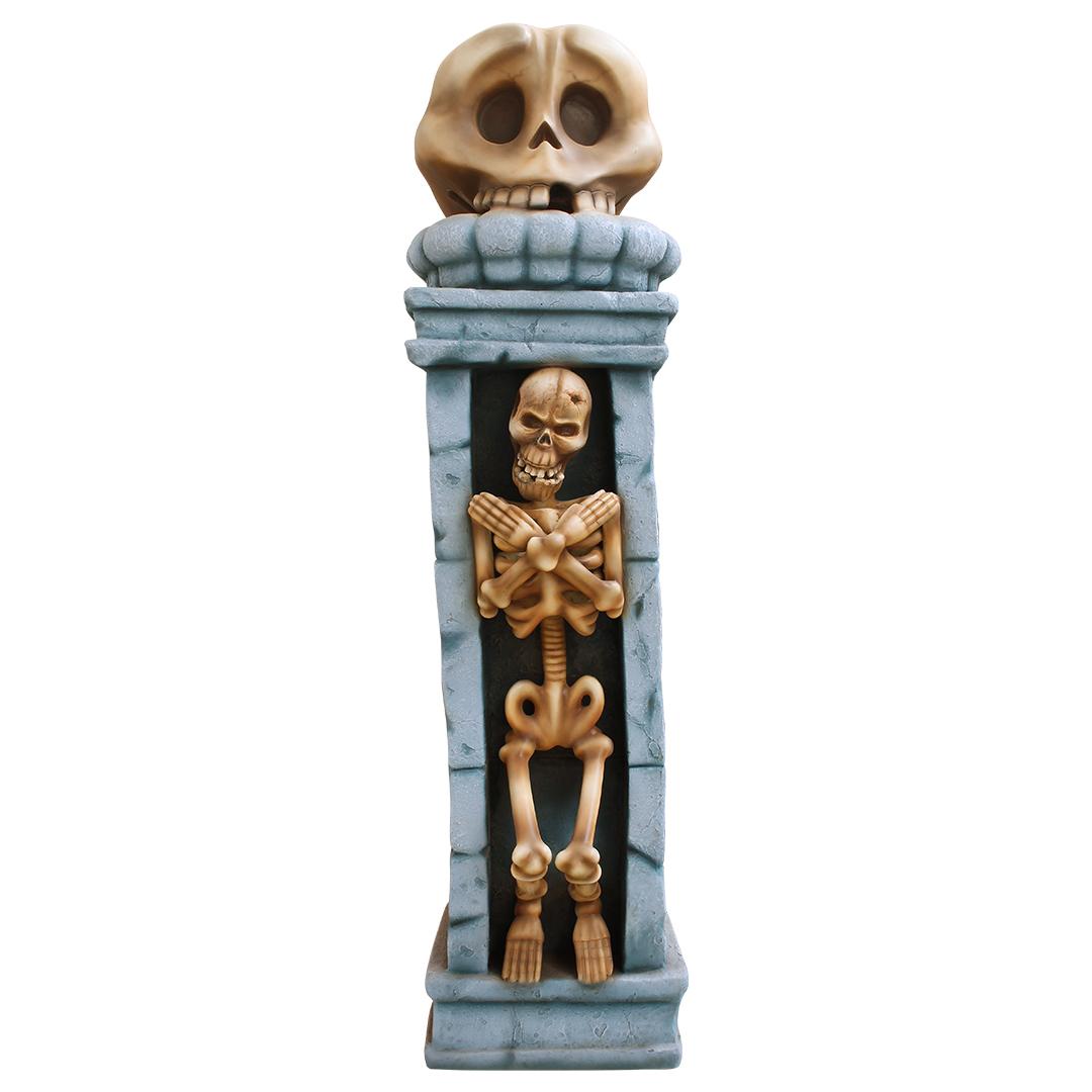 Skeleton In Pillar Over Sized Statue