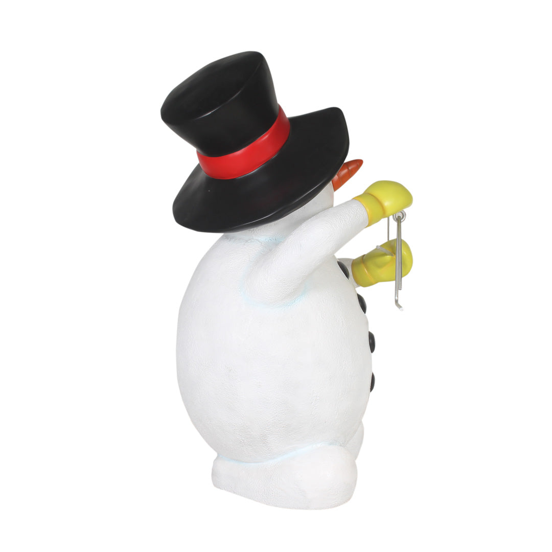 Snowman Playing Triangle Life Size Statue