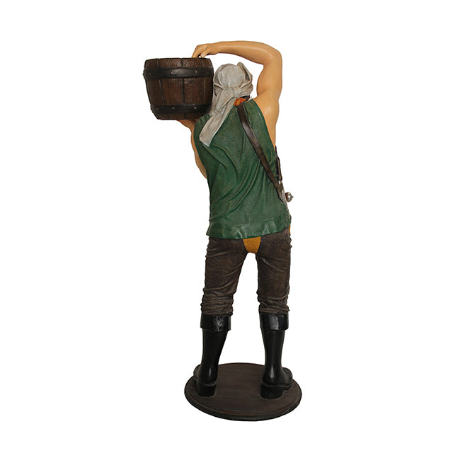 Pirate Holding Barrel Life Size Statue