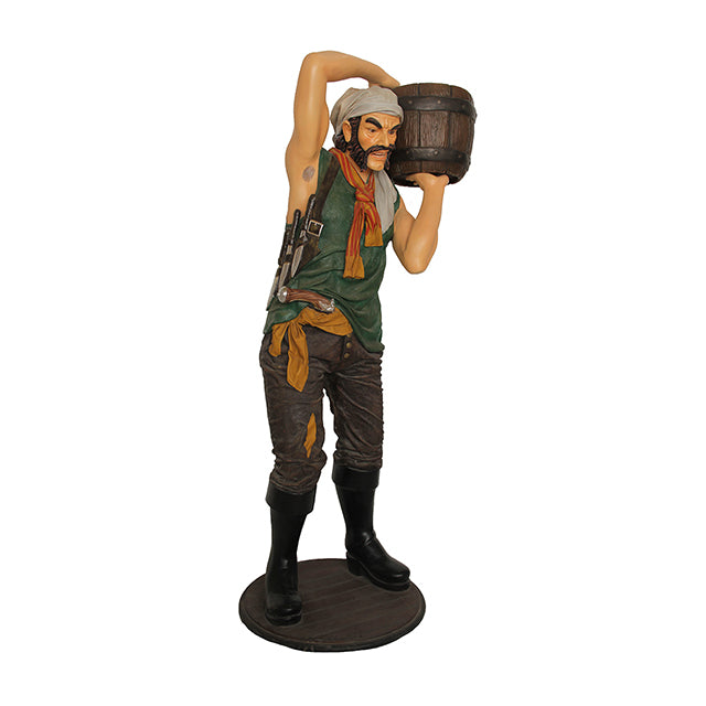 Pirate Holding Barrel Life Size Statue