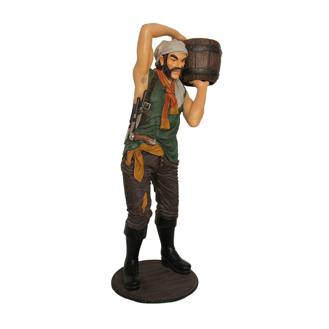 Pirate Holding Barrel Life Size Statue