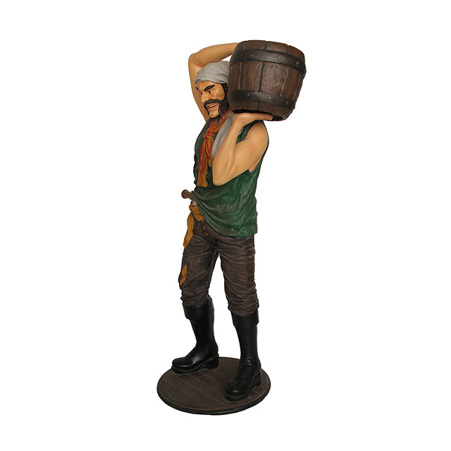 Pirate Holding Barrel Life Size Statue