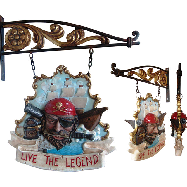Pirate Live The Legend Pub Sign Statue