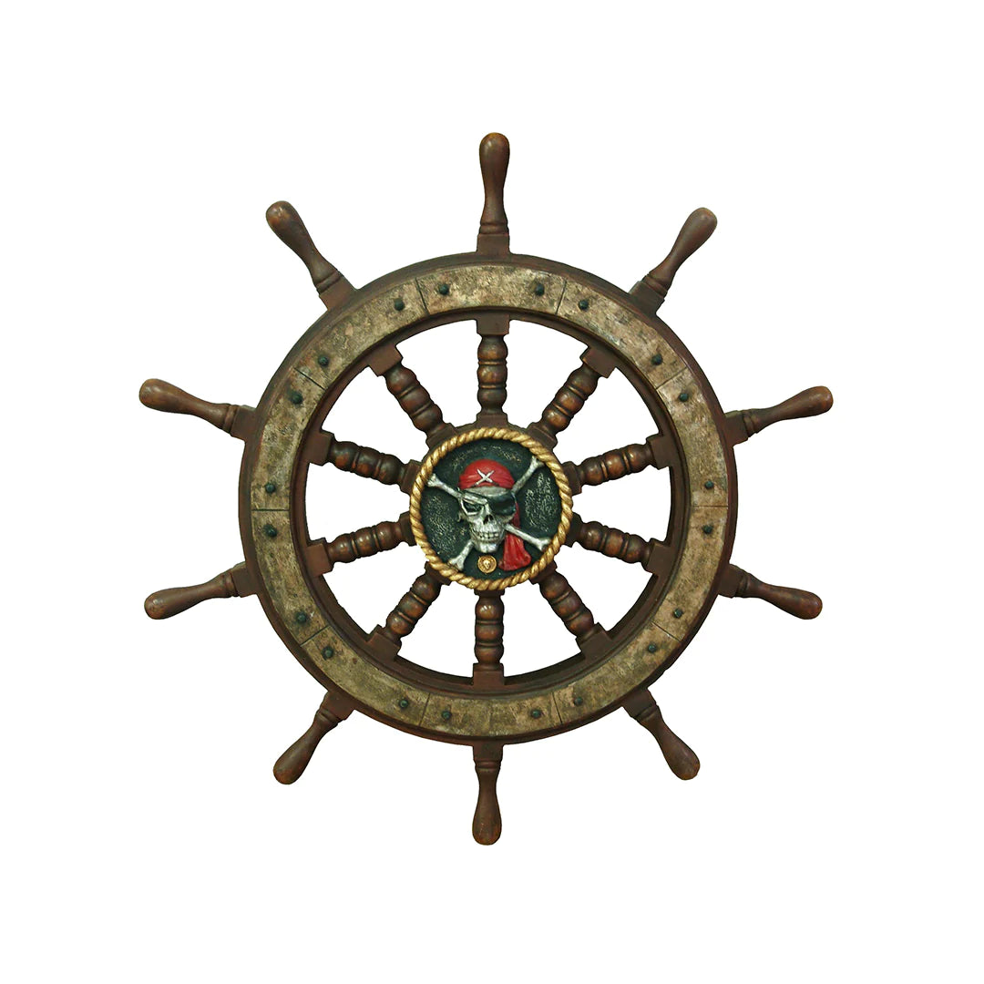 Skull Rudder Wheel Life Size Statue - LM Treasures