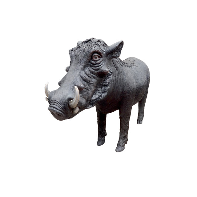 Black Warthog Life Size Statue