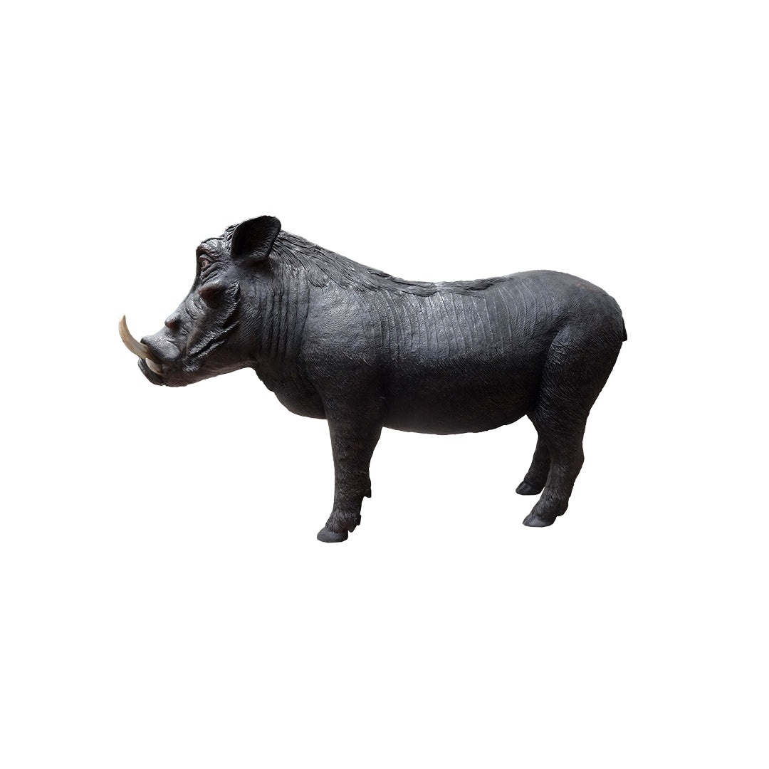 Black Warthog Life Size Statue