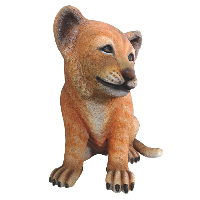 Lion Cub Sitting Life Size Statue