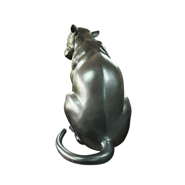 Black Puma Panther Sitting Life Size Statue