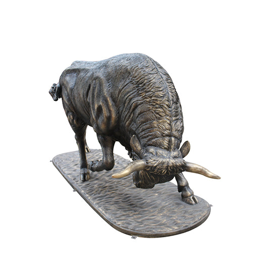 Bronze Bull On Base Life Size Statue