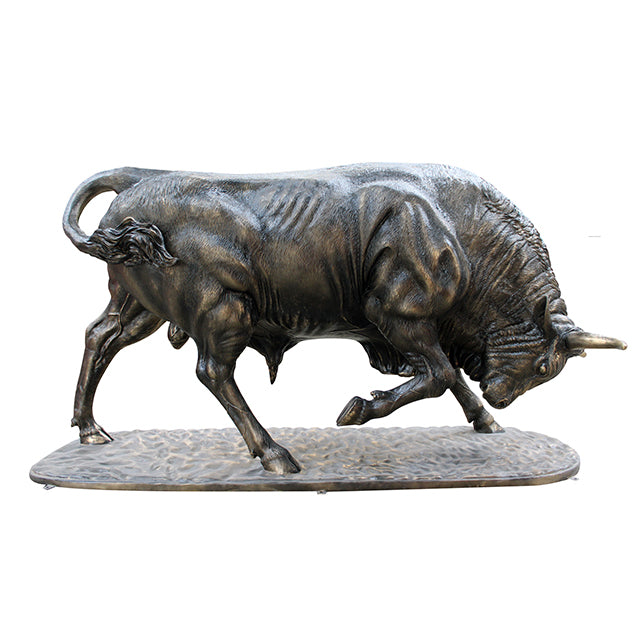 Bronze Bull On Base Life Size Statue