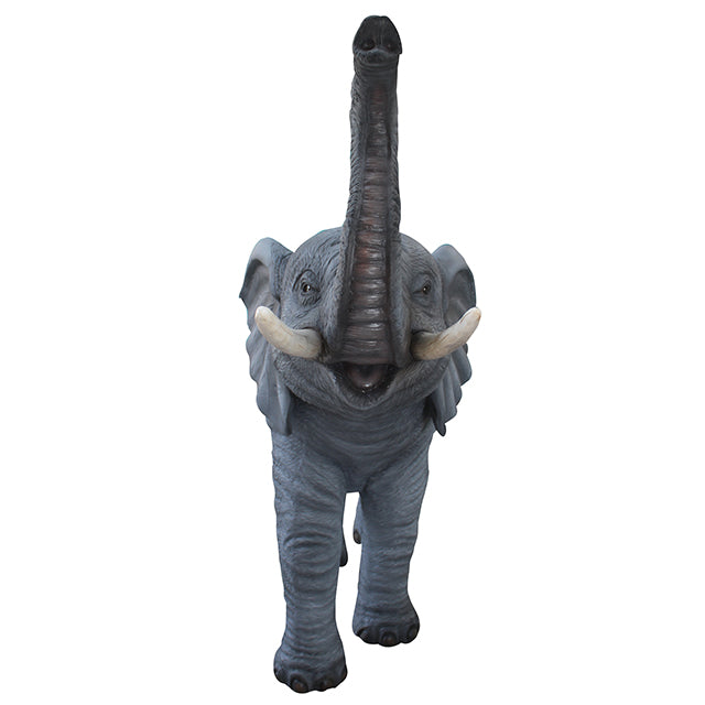 Elephant Trunk Up With Tusks Statue