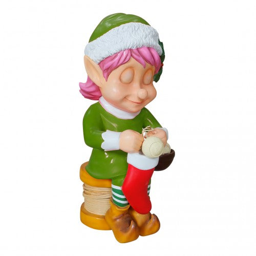 Elf Girl Knitting Life Size Statue