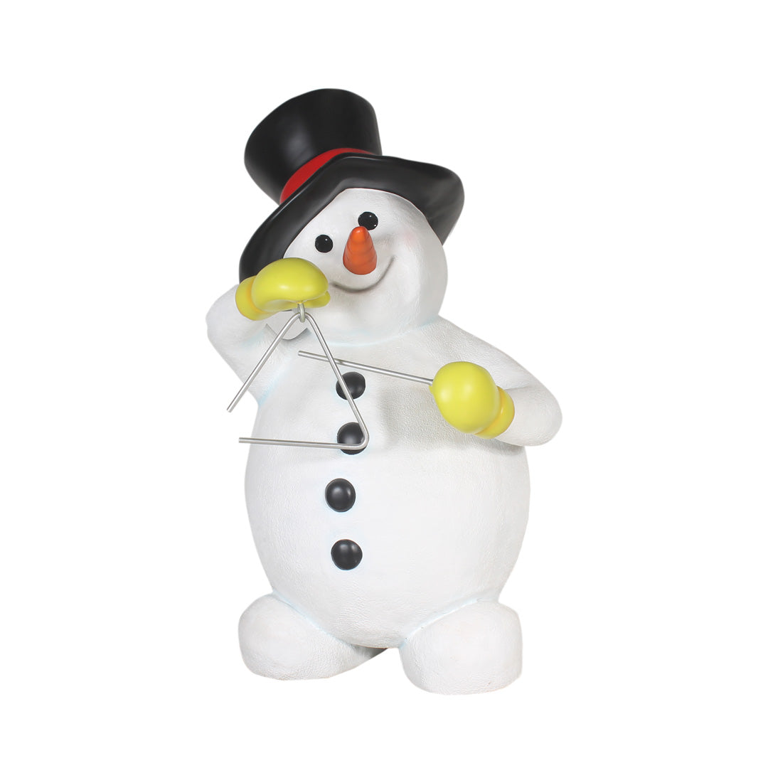 Snowman Playing Triangle Life Size Statue