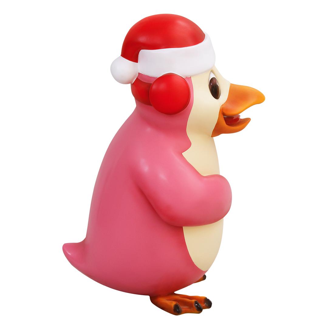 Comic Penguin With Ear Muffs Life Size Statue