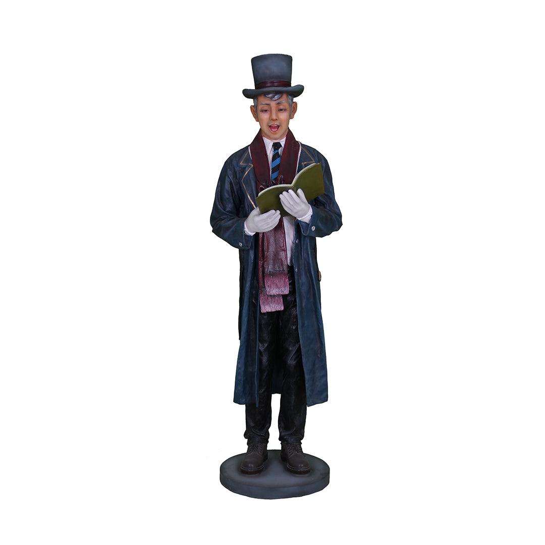 Christmas Caroler Man Life Size Statue
