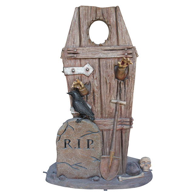 Coffin Photo Op Statue