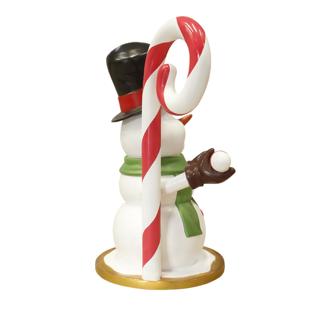 Snowman Candy Cane Over Sized Statue