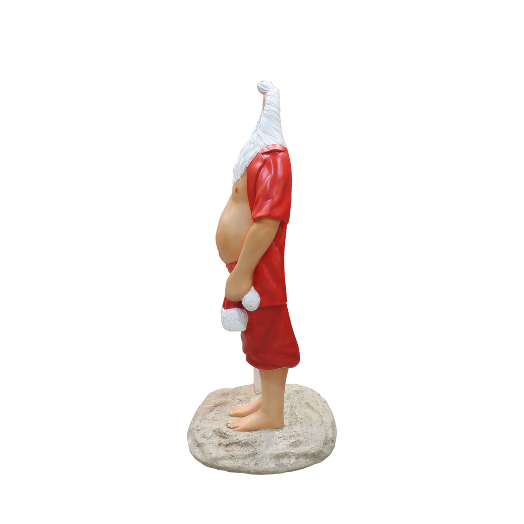 Santa With Surfboard Photo Op Statue