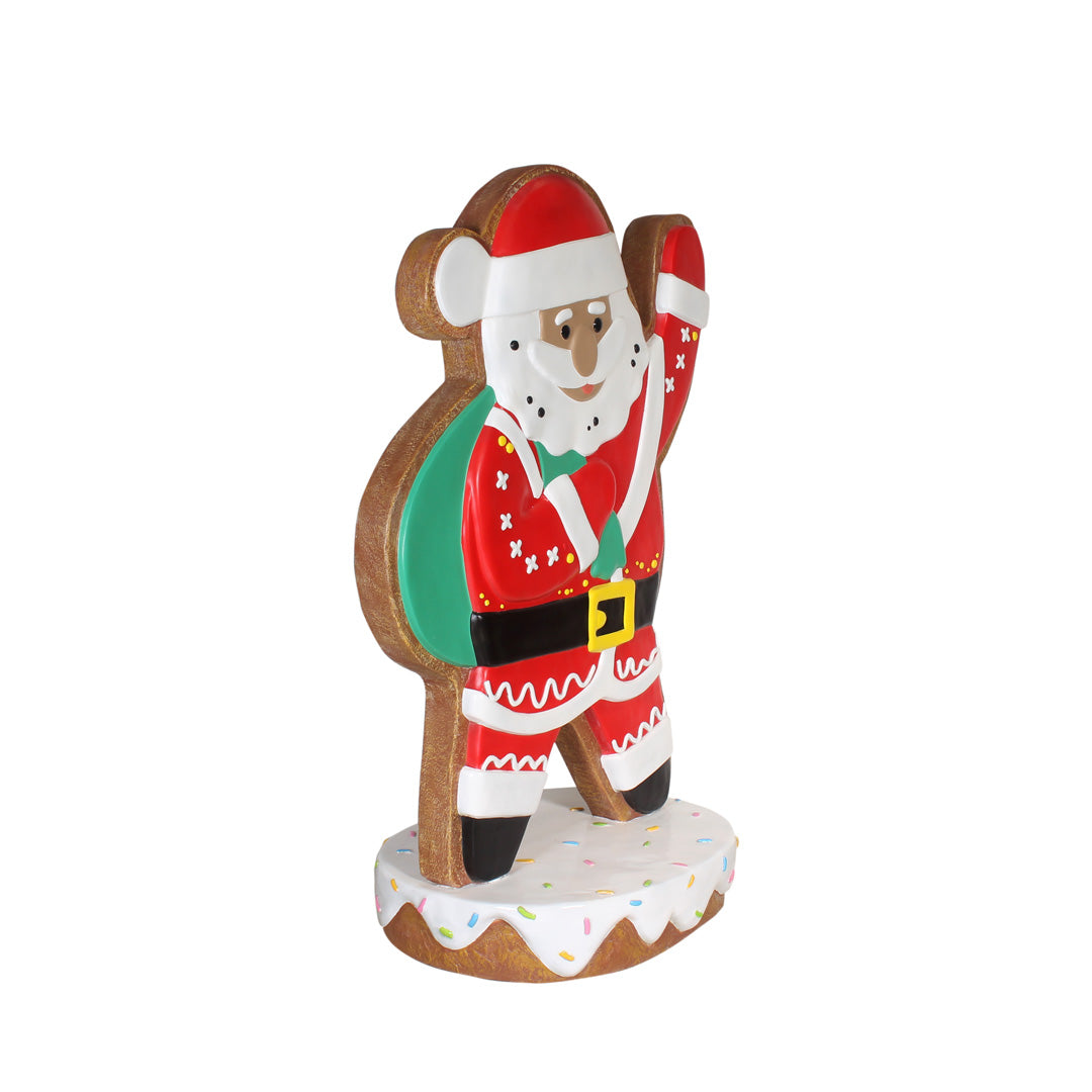 Gingerbread Santa Waving Over Sized Statue