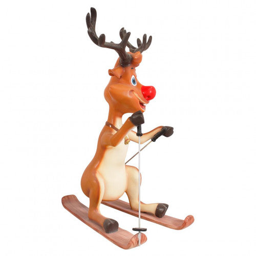 Reindeer Rudolph Skiing Life Size Statue