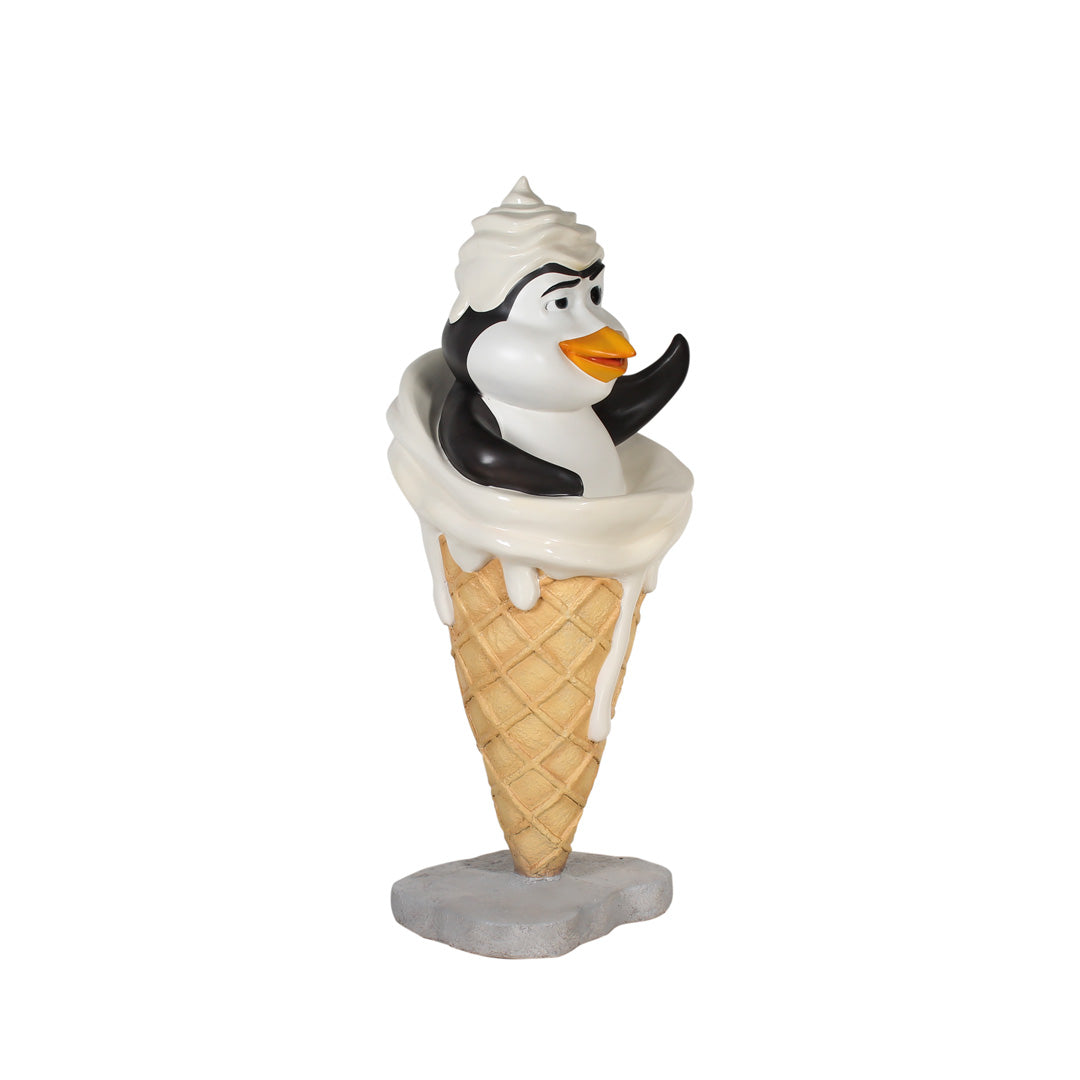Comic Penguin In Ice Cream Life Size Statue