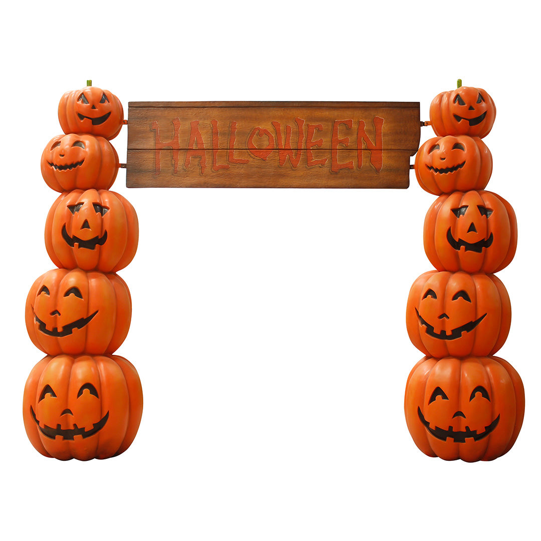 Stacked Pumpkin Halloween Archway Statue