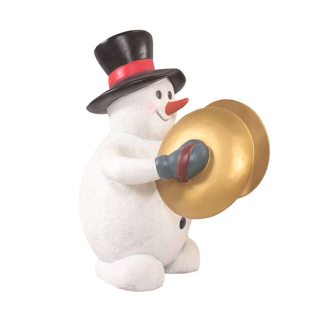 Snowman Playing Cymbals Life Size Statue