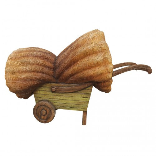 Wheel Barrow With Hay Over Sized Statue