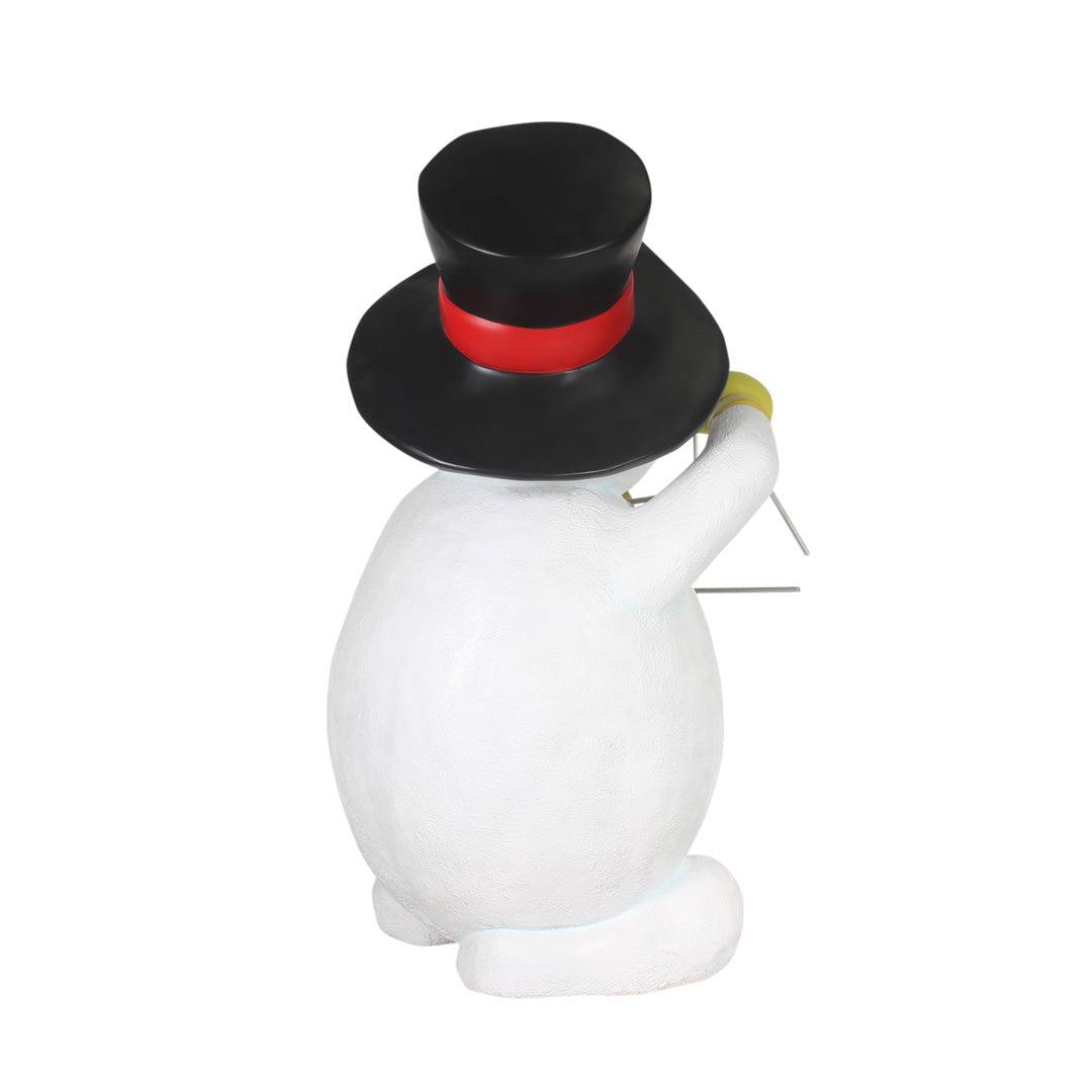 Snowman Playing Triangle Life Size Statue