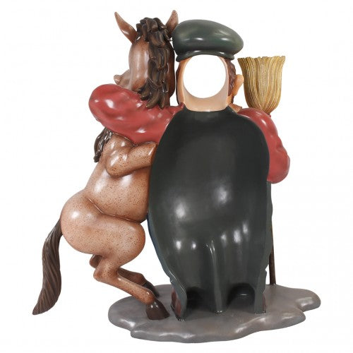 Farmer With Donkey Photo Op Statue