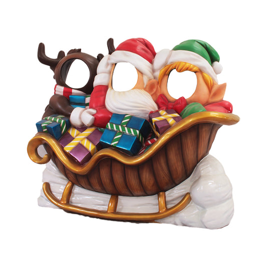 Santa With Delivery Team Photo Op Statue