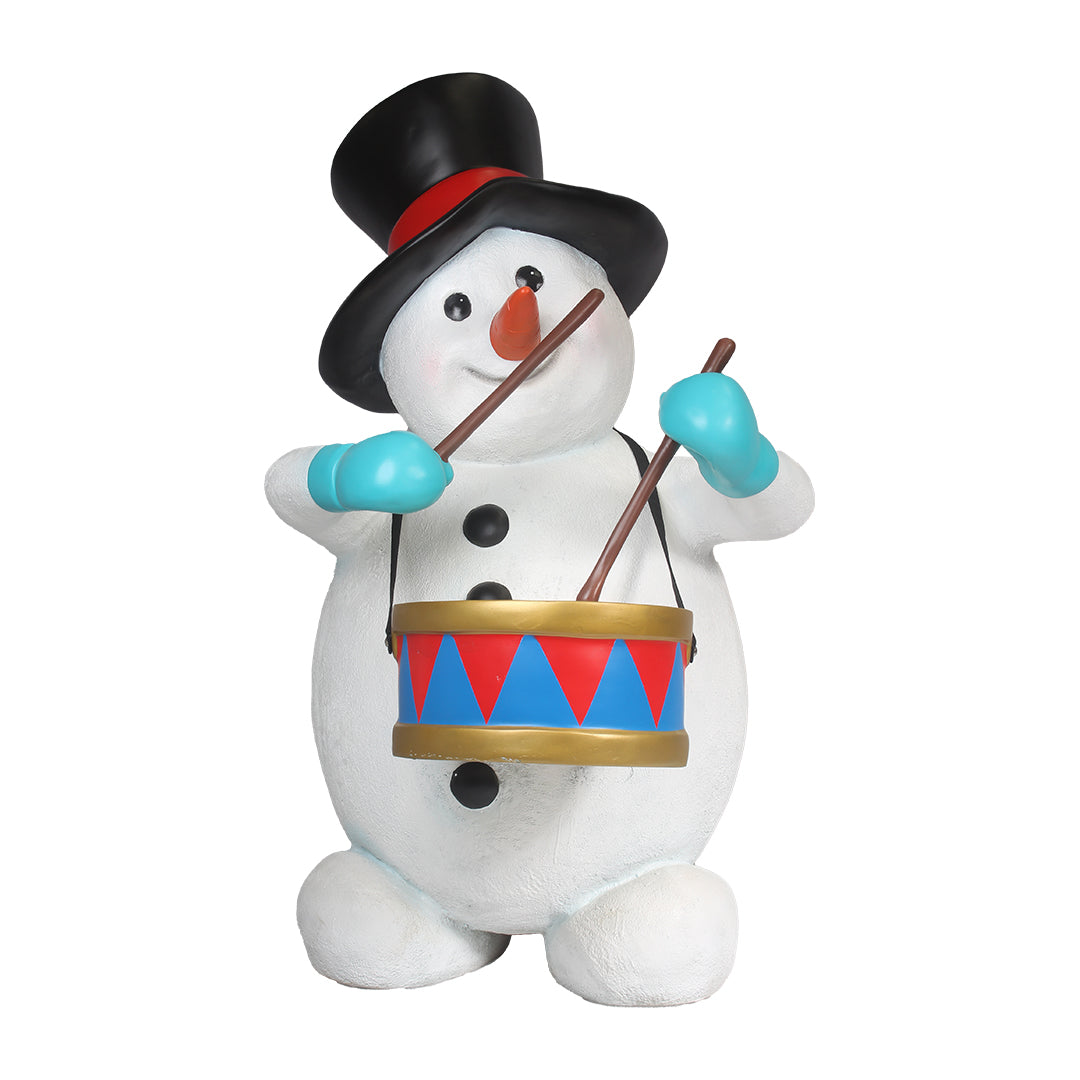 Snowman Playing Drum Life Size Statue