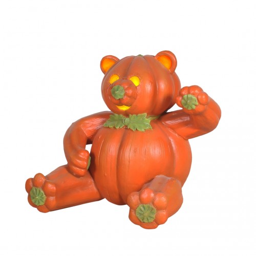 Pumpkin Bear Sitting Light Over Sized Statue