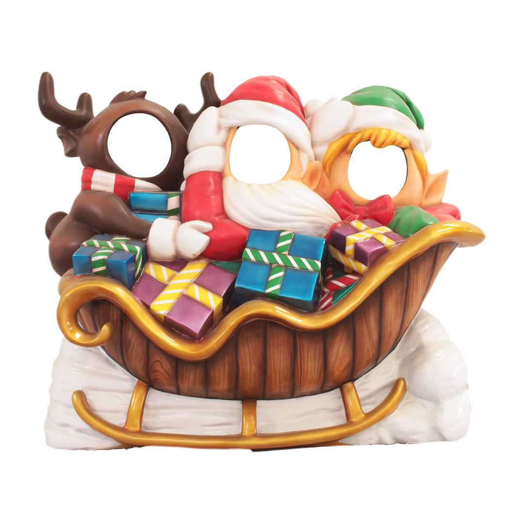 Santa With Delivery Team Photo Op Statue