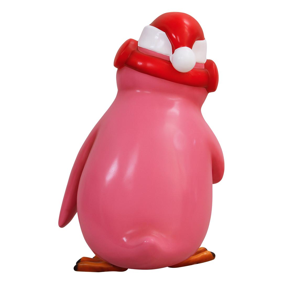 Comic Penguin With Ear Muffs Life Size Statue