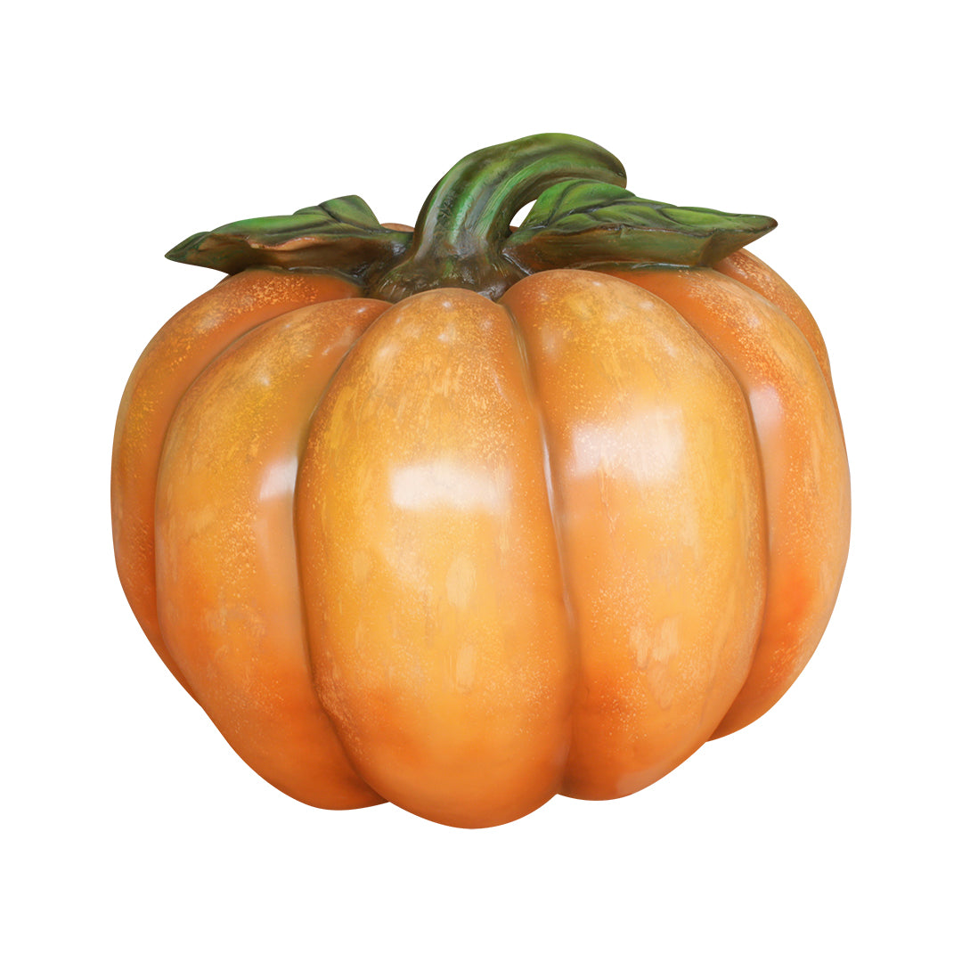 Pumpkin With Leaves Over Sized Statue