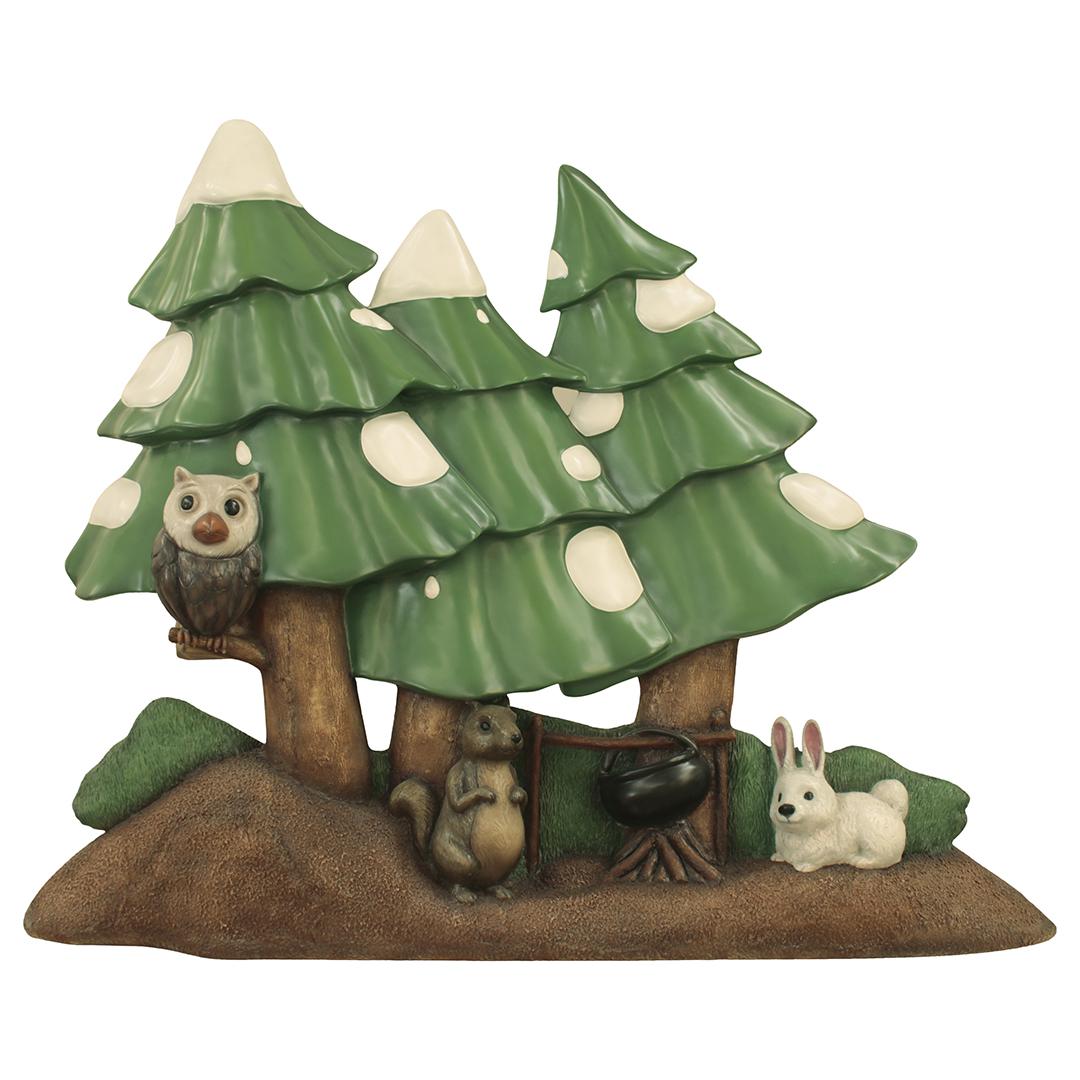 Snowy Forest And Animals Over Sized Statue