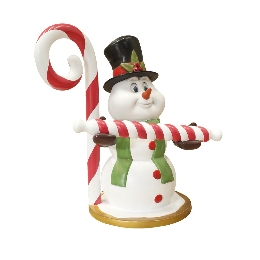 Snowman Candy Cane Over Sized Statue