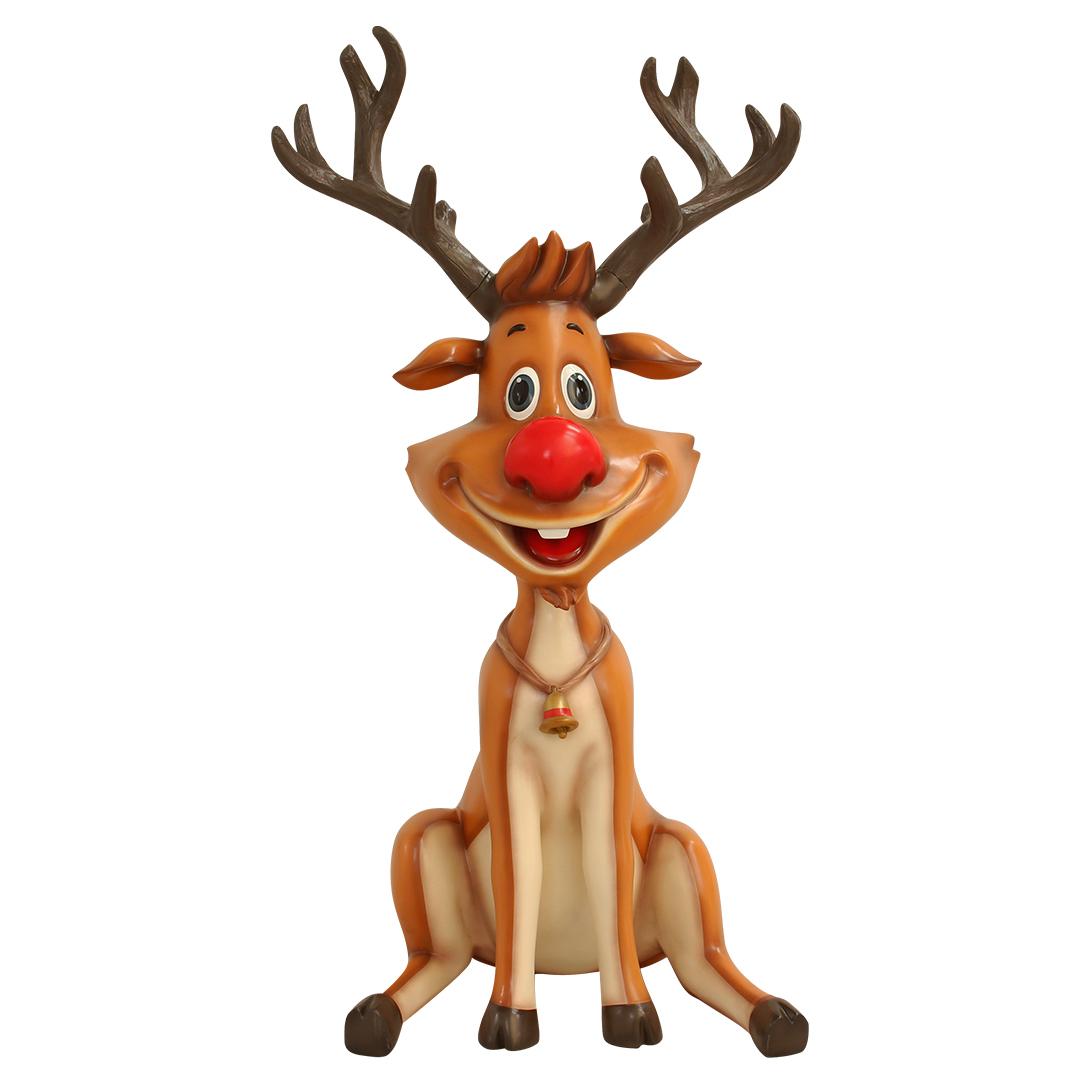 Reindeer Rudolph Sitting Life Size Statue