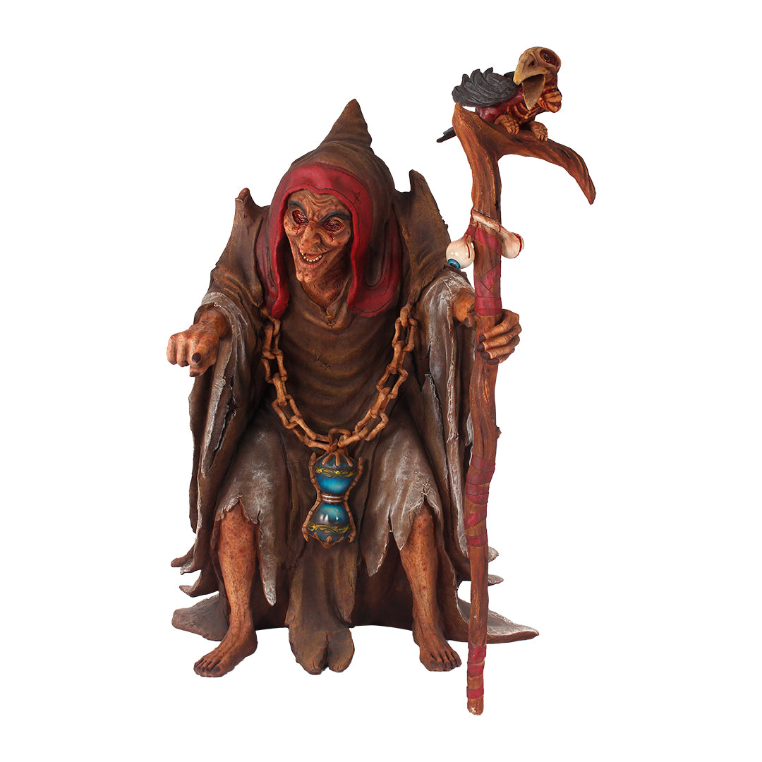 Witch With Crow Staff Life Size Statue