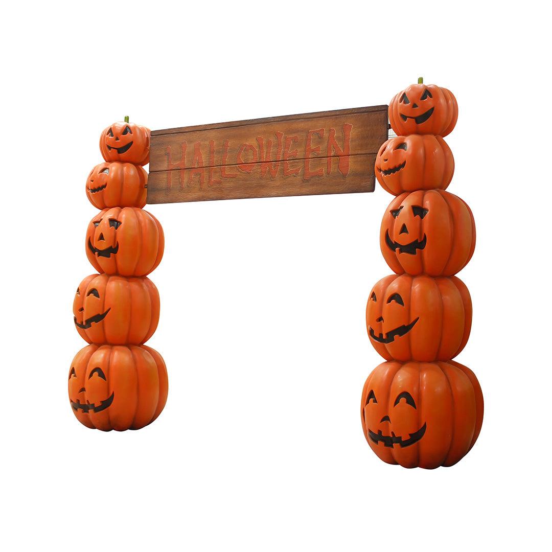 Stacked Pumpkin Halloween Archway Statue