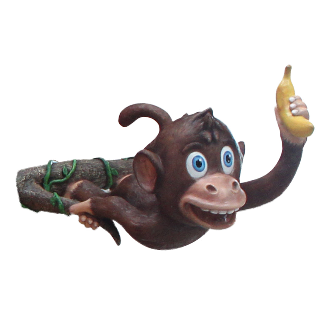 Wall Decor Comic Monkey On Branch Life Size Statue