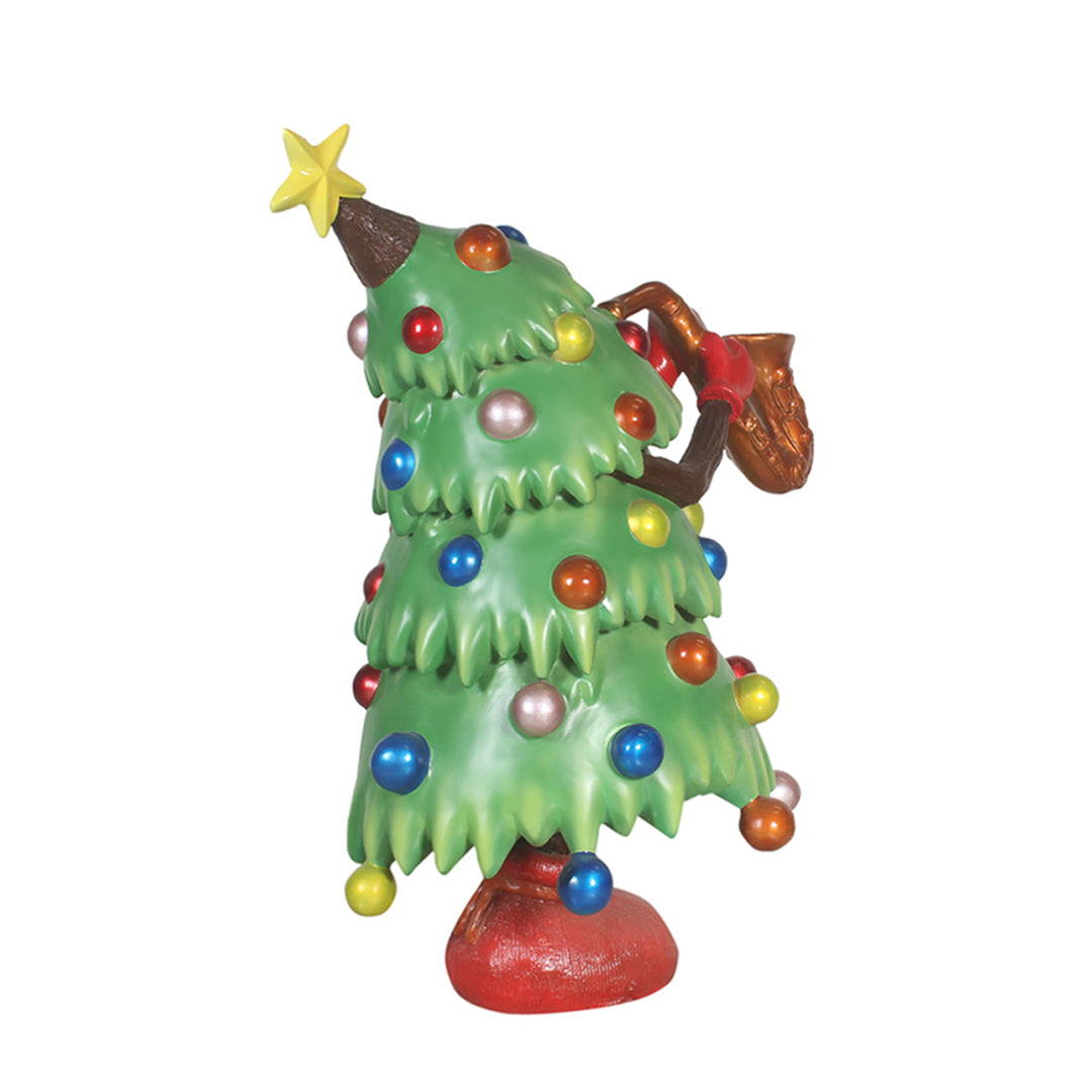Christmas Tree Playing Saxophone Over Sized Statue