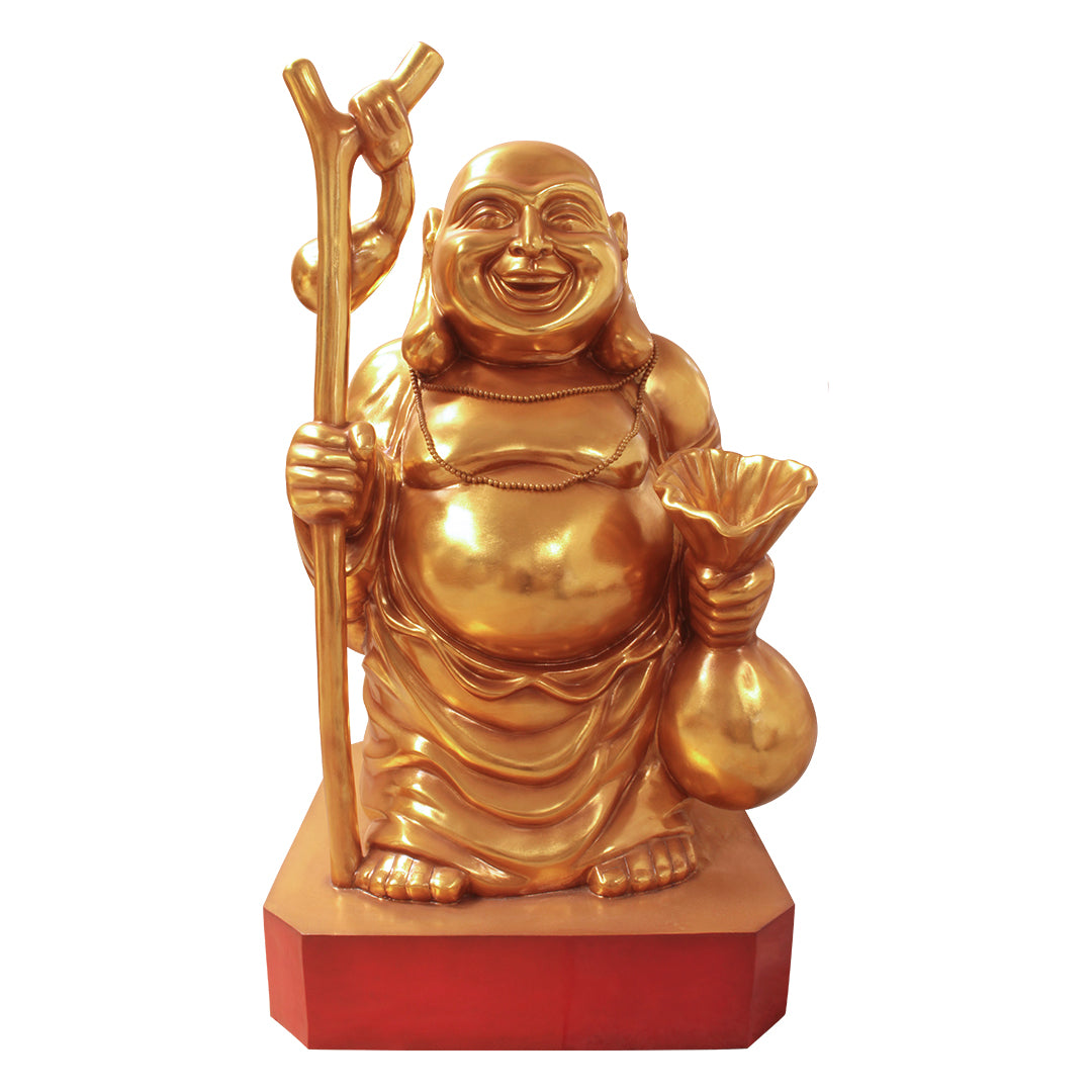 Buddha On Base Laughing Life Size Statue