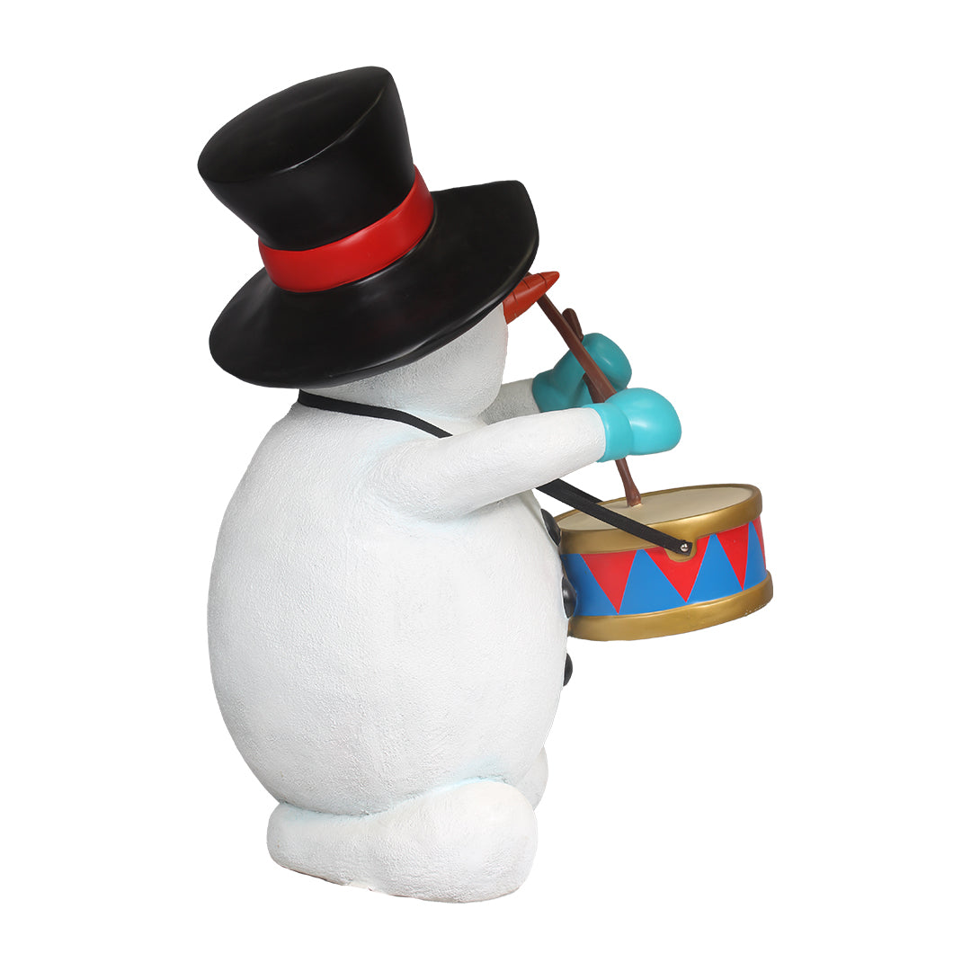 Snowman Playing Drum Life Size Statue