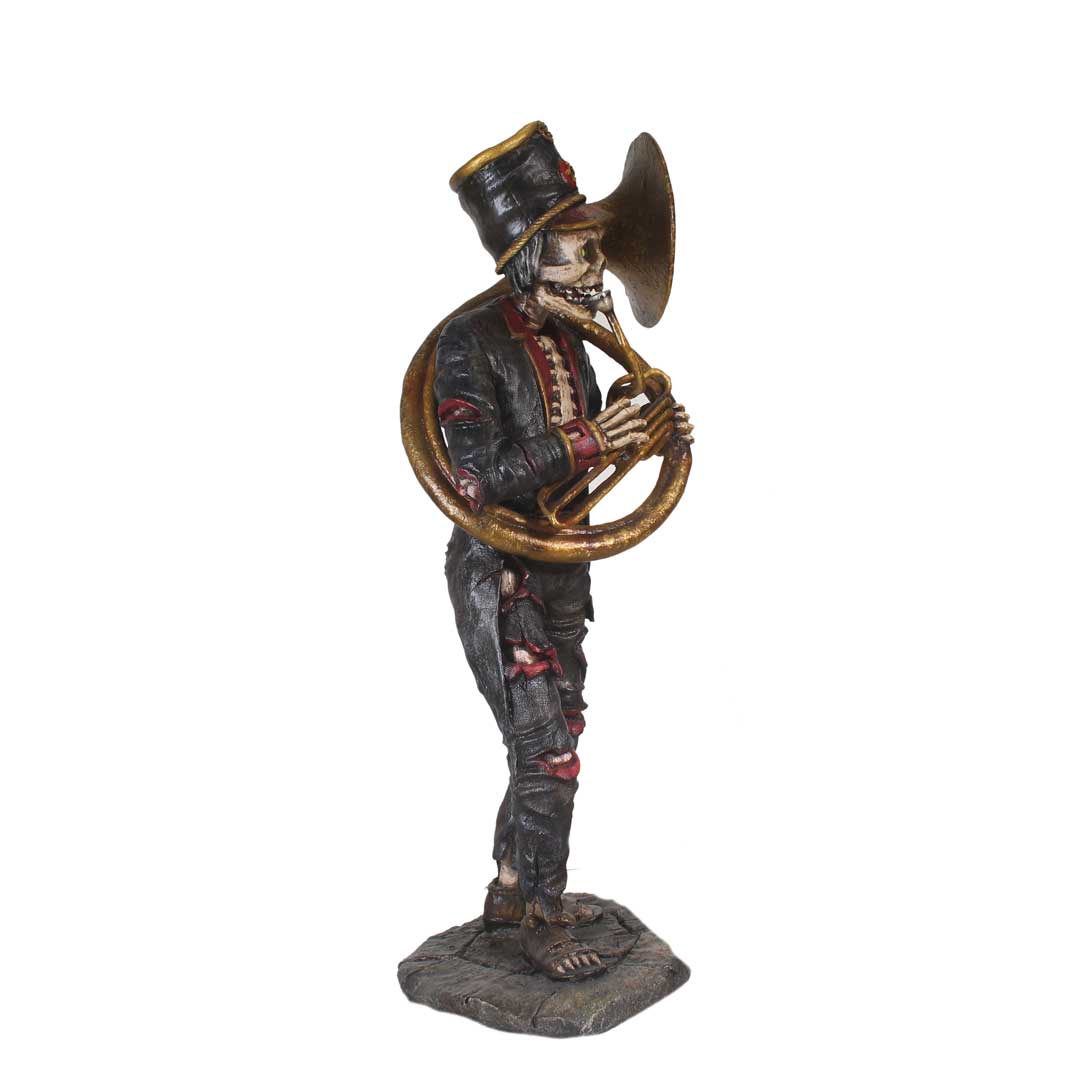 Skeleton Undead Horn Player Life Size Statue