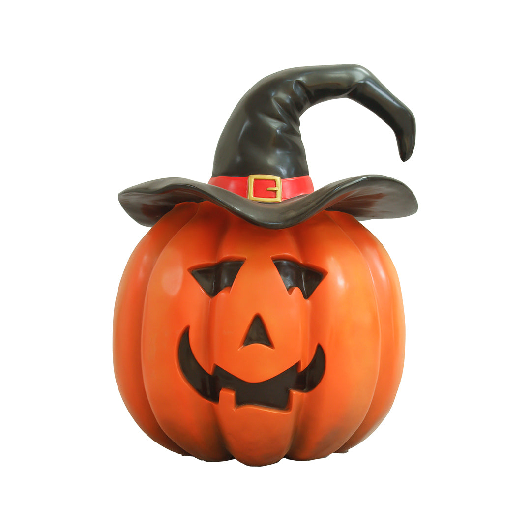 Pumpkin Wearing Witch Hat Over Sized Statue
