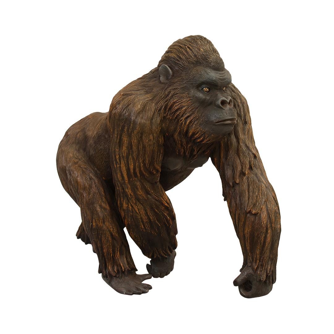 Brown Gorilla Walking Life Size Statue